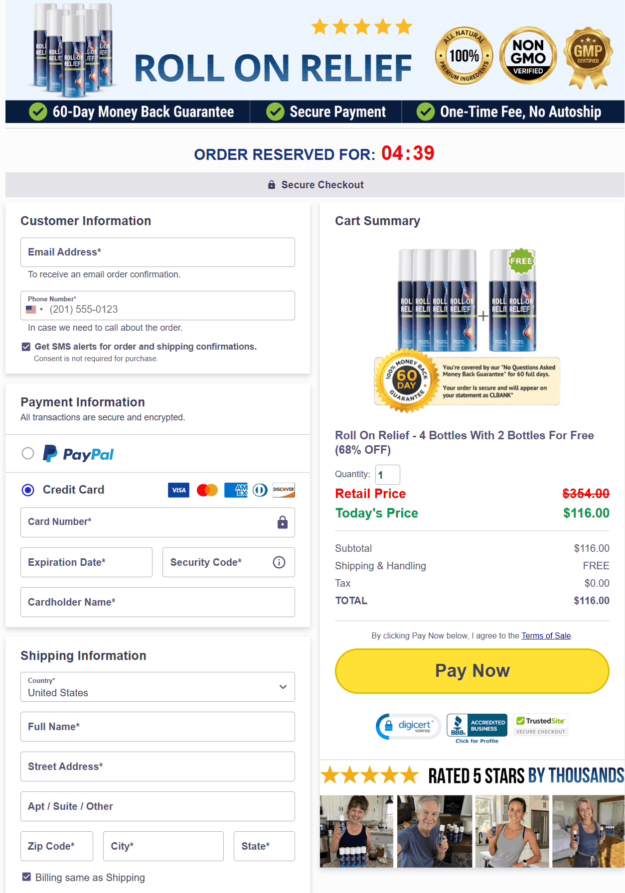 Roll On Relief-Secure Checkout Page